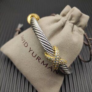 Sterling Silver 7mm Diamond Double X Bracelet